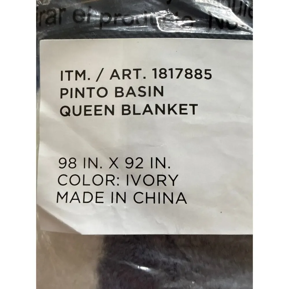 Pendleton Queen Blanket Pinto Basin Ivory Ultra Soft Plush Fleece 98x92 NIP